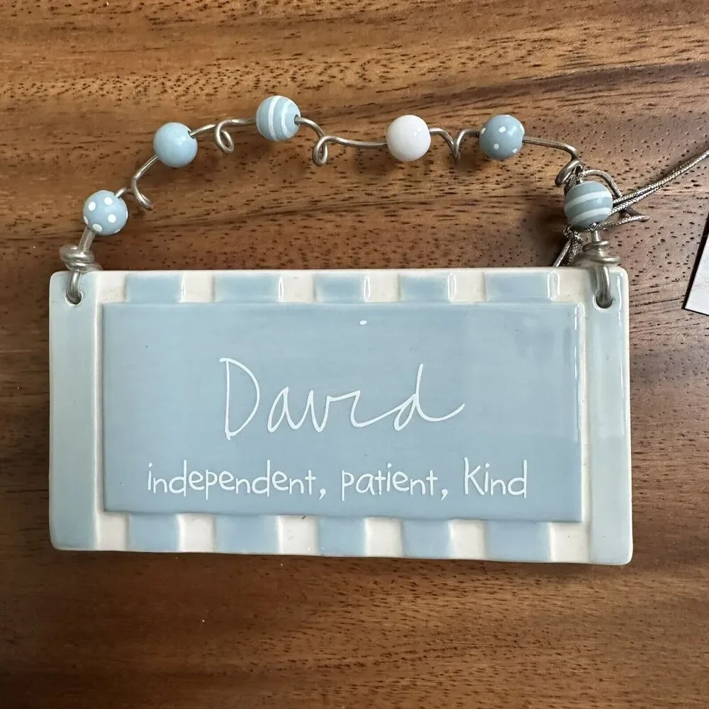 Department 56 Sandra Magsamen Boys Name Tag Ornament Decor Ceramic Plaque DAVID
